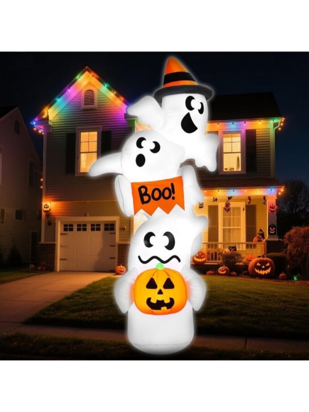 9ft Tall Halloween Inflatable Ghost Outdoor Decorations Giant Overlap Ghost